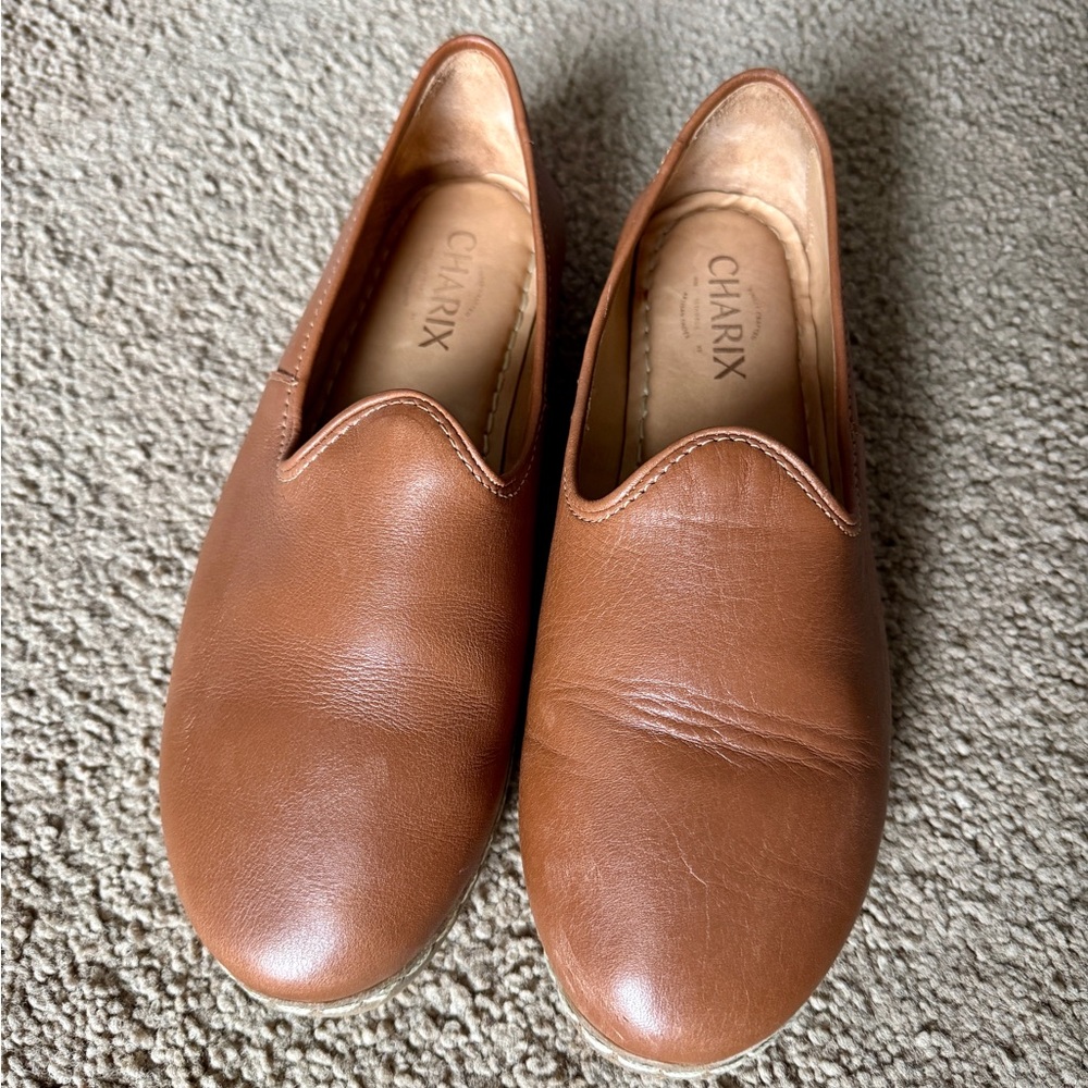 Charix Brown Leather Loafers, Sz 9